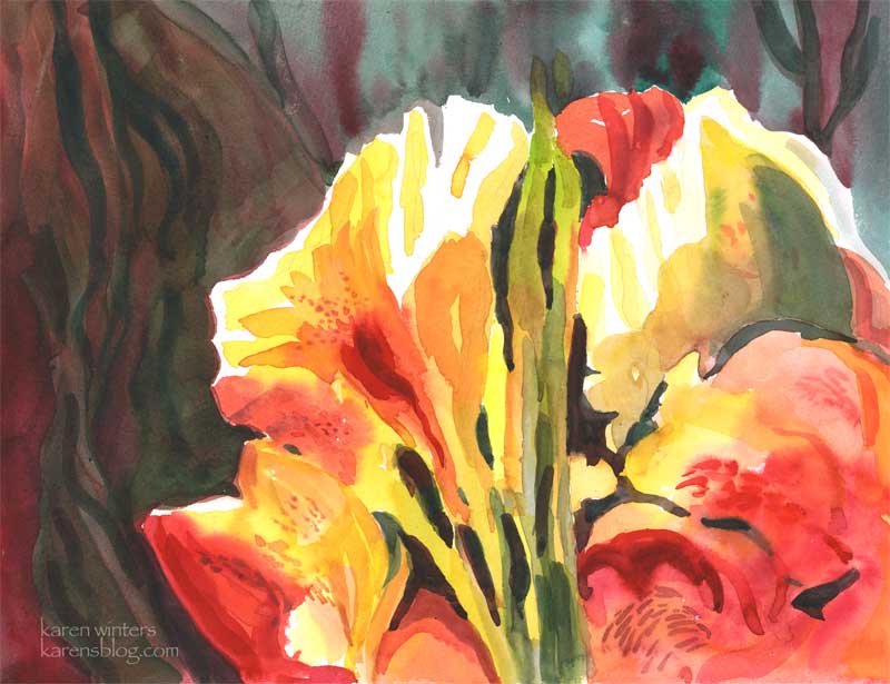 Hot canna flowers